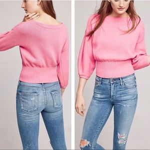 Anthropologie Pink Cropped Sweater